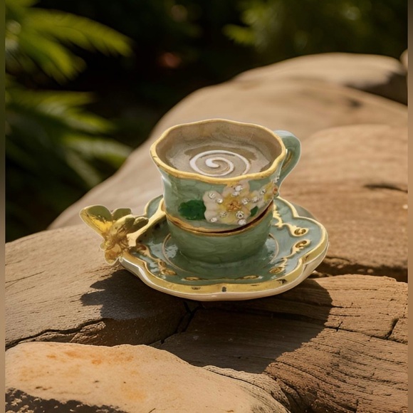 New Ornate Tea Cup Jewelry Box - Picture 2 of 8